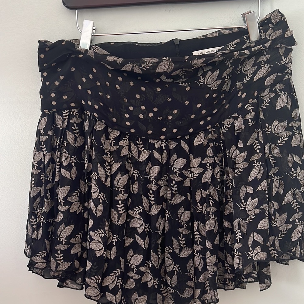Isabel Marant Etoile Mini Skirt Prune Black Printed Georgette - Picture 9 of 10